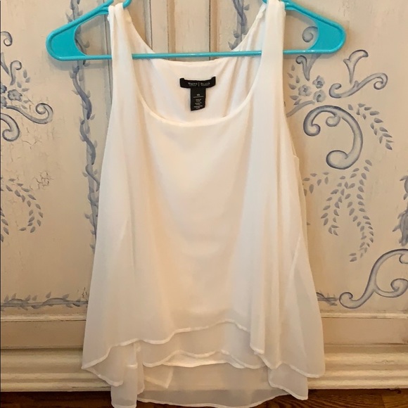 White House Black Market Tops - White Flowy & Layered Tank Top White House Black Market Tops - White Flowy & Layered Tank Top